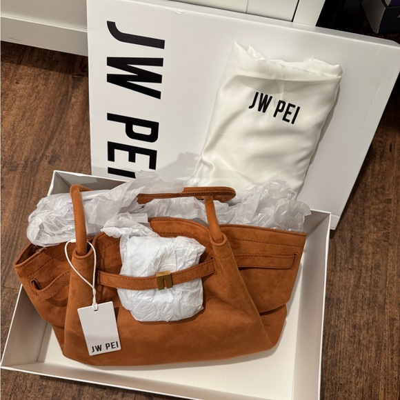NWT! JW PEI HANA MEDIUM FAUX SUEDE TOTE BAG - BROWN - Picture 6 of 9